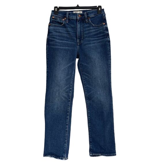Madewell SZ 25 Slim Demi-Boot Jeans Zip-Fly Mid-Rise Whiskered Stretch Pockets - Picture 1 of 10